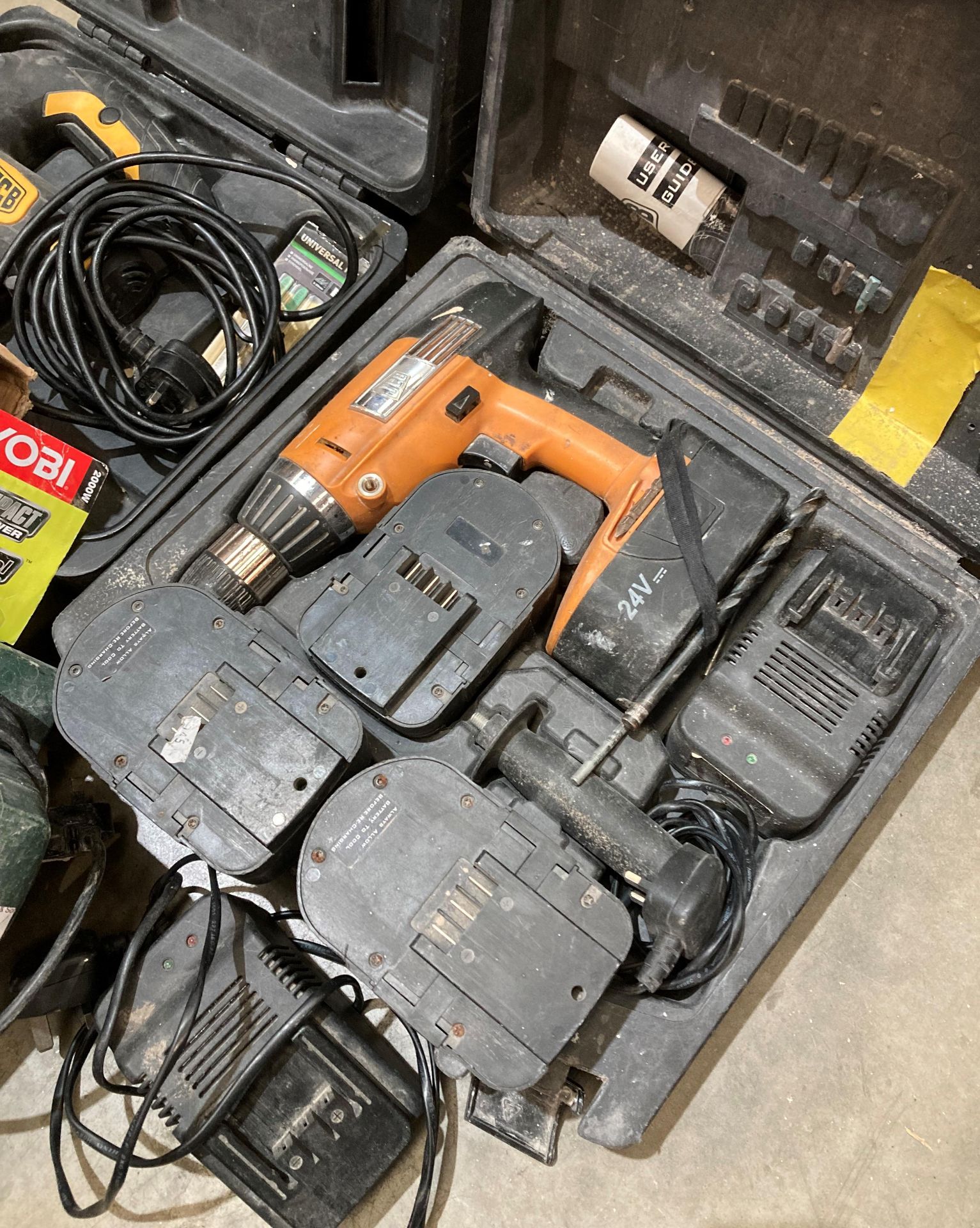 A JBC 24v cordless drill in case complete with 2 x batteries and charger (and spare charger and - Image 2 of 4
