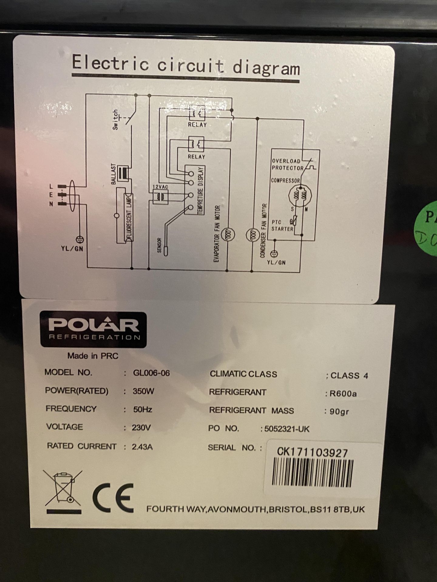 Polar G-Series model: GL004 3-door pull-open glass-fronted under-counter bottle fridge (black), - Image 6 of 7