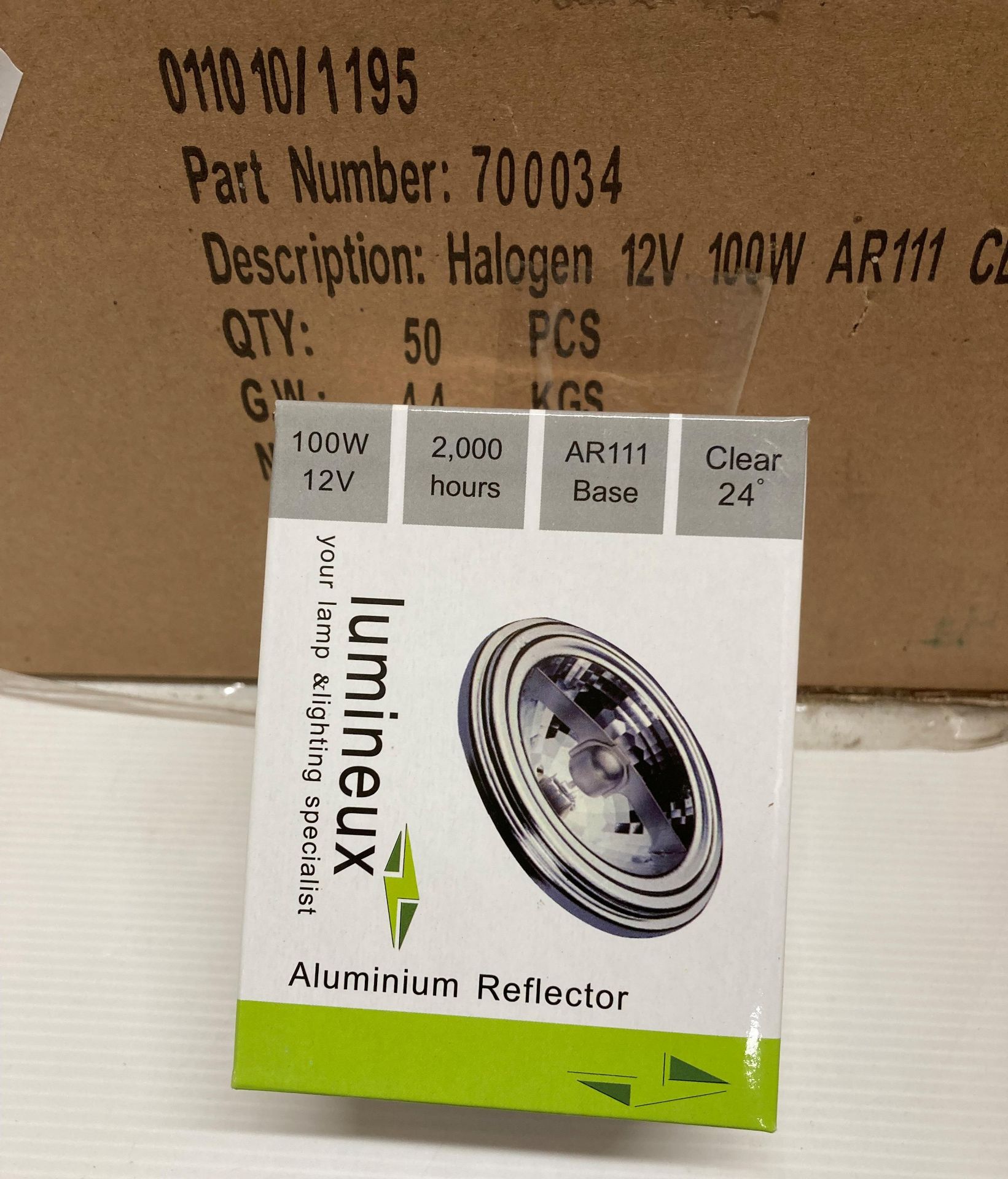 100 x Lumineux aluminium reflector ARIII halogen 12v 100w clear (2 x outer boxes) (saleroom - Image 2 of 2