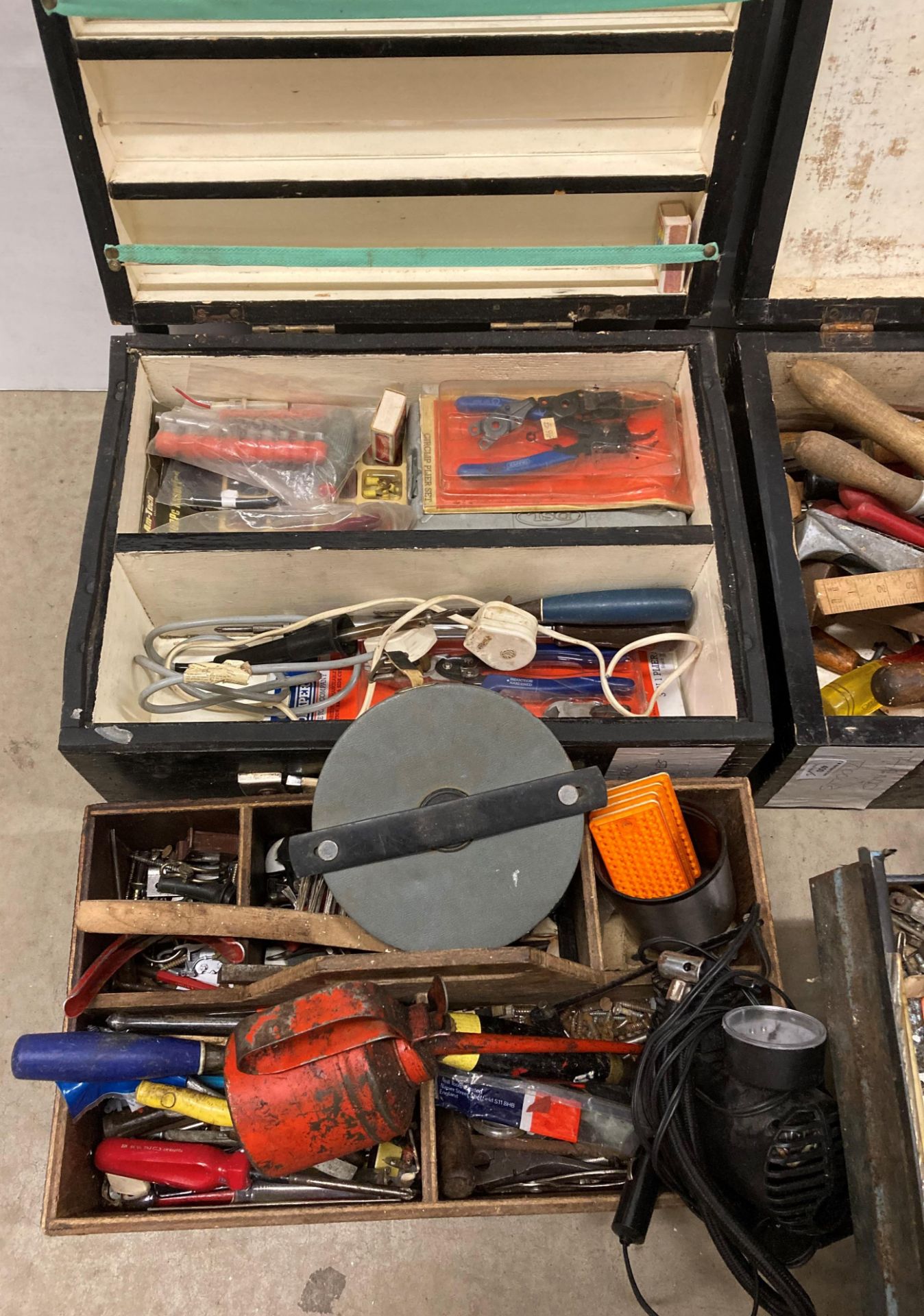 3 x assorted tool boxes and hand tools including spanners, screwdrivers, chisels, hammers, - Image 2 of 3