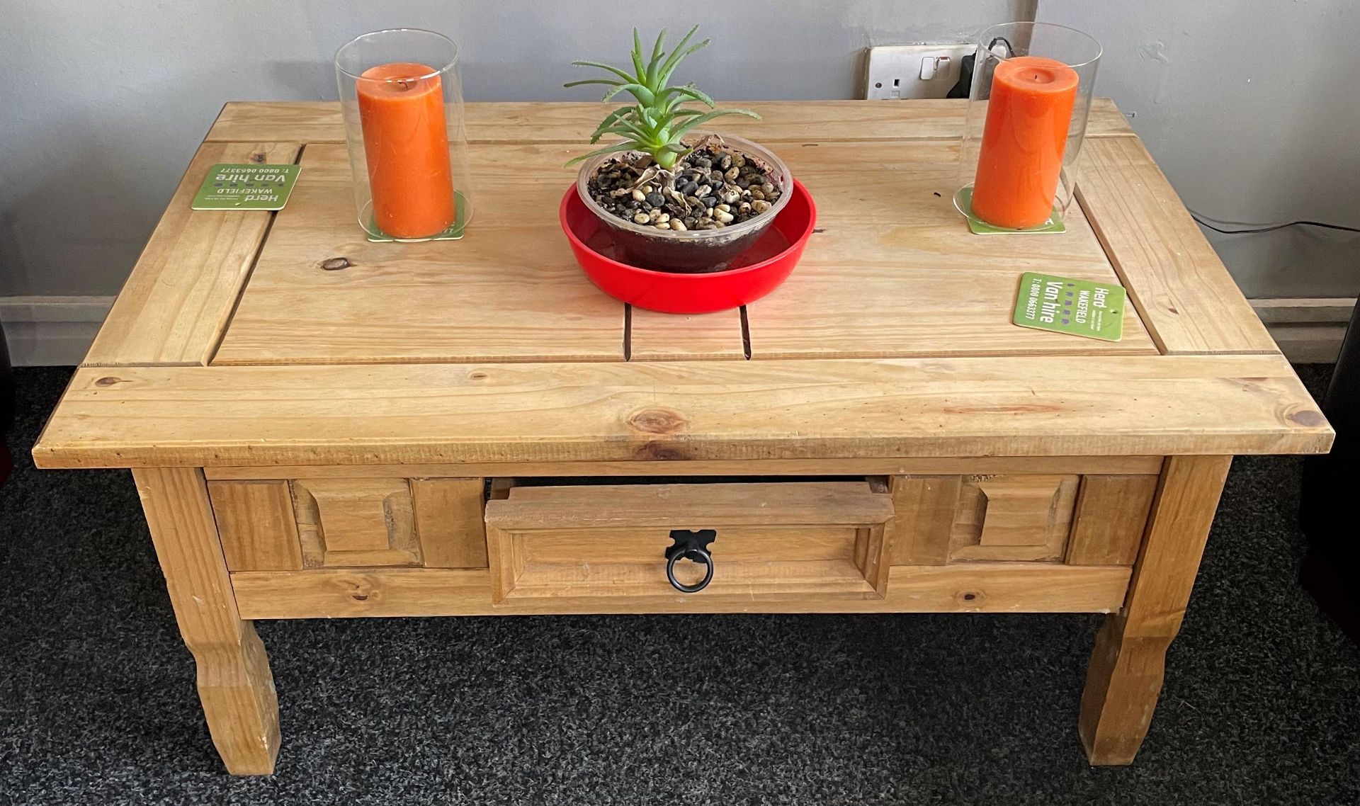 Pine single drawer coffee table 90cm x 54cm x 42cm high (collection from TOWN END GARAGE, OSSETT,