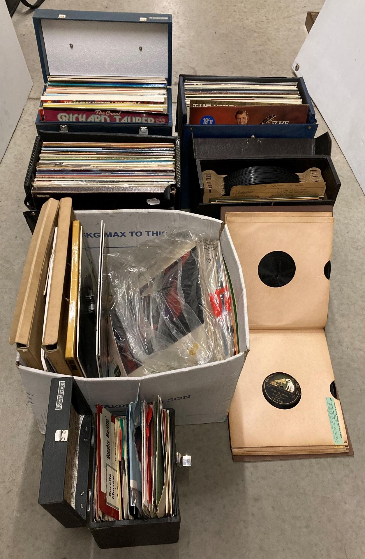 4 x assorted vinyl record cases and assorted records - mainly classical, brass, easy listening,