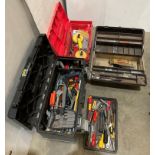 3 x assorted tool boxes including a Stanley Fat max and contents - assorted hand tools,
