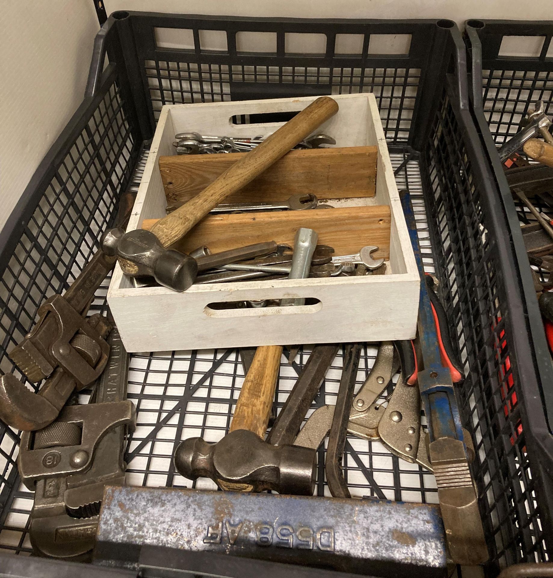 Contents to 2 x crates - assorted hand tools including wrenches, clamps, spanners, socket sets, - Image 2 of 3