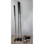3 golf clubs by Ping - Ping G5, 3 and 5 metals, Ping G5 19 degree rescue club,