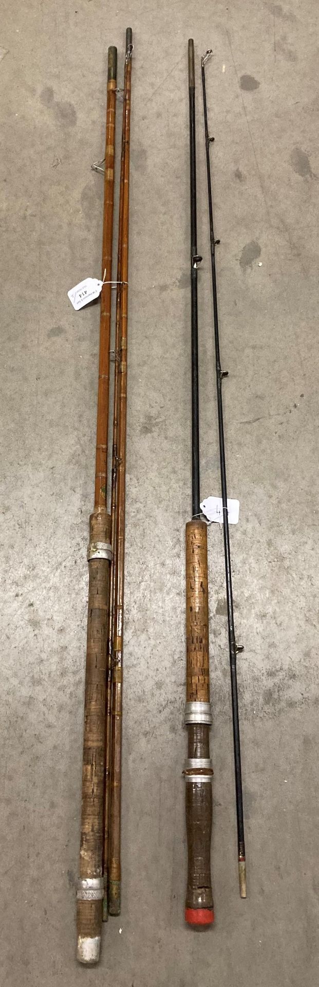 Two vintage fishing rods,
