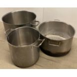 3 x heavy-duty stainless steel stock pans,