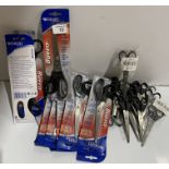 13 pairs Byero Westcott 21cm scissors with plastic handles,