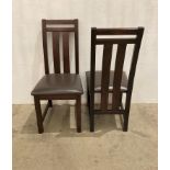 12 x Dark wood 4-rail dining chairs with brown rexine seats (saleroom location: QD04)