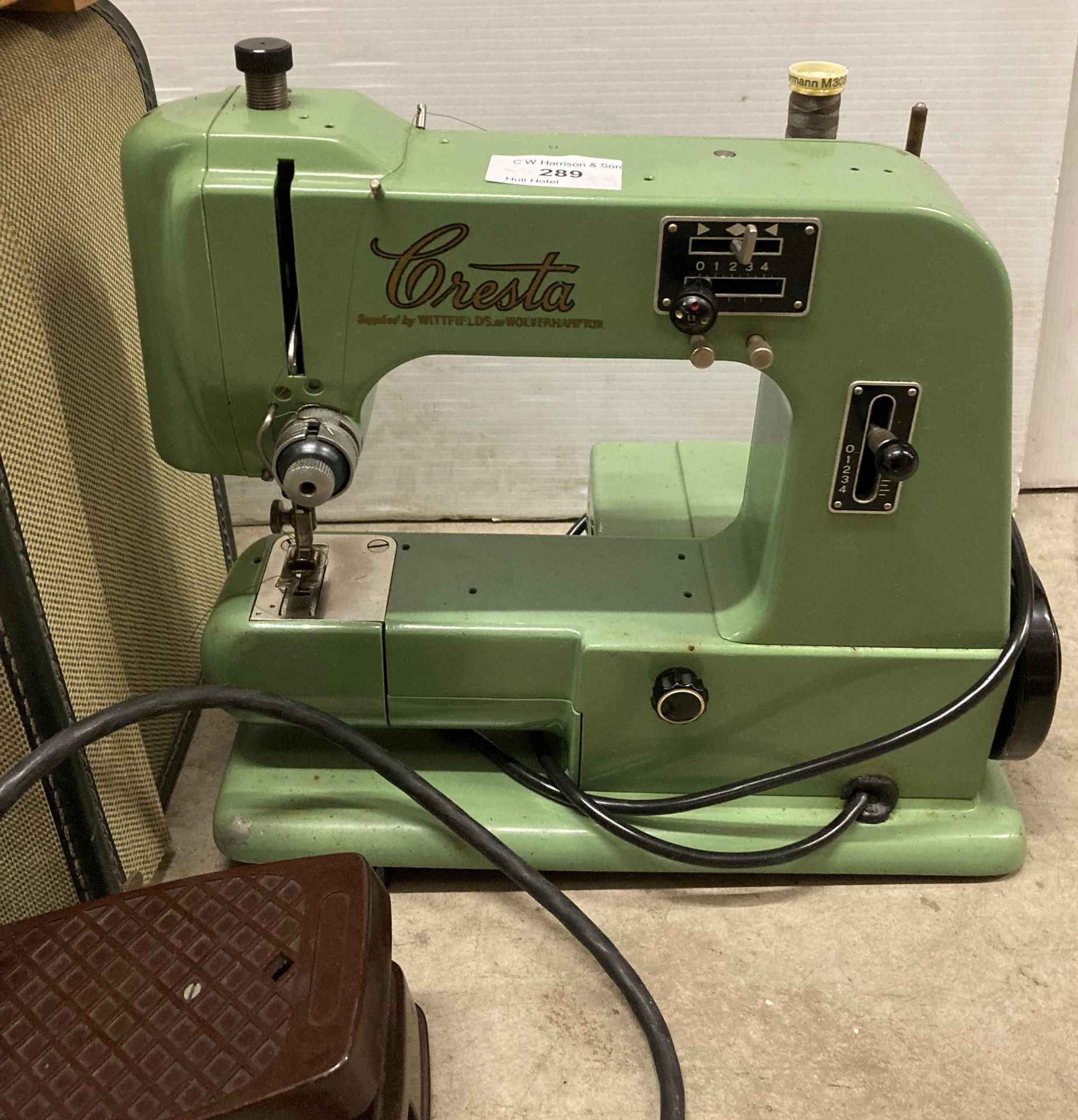 Cresta V220 electric foot-operated sewing machine (plug cut off - failed PAT test) in case and a - Image 2 of 3