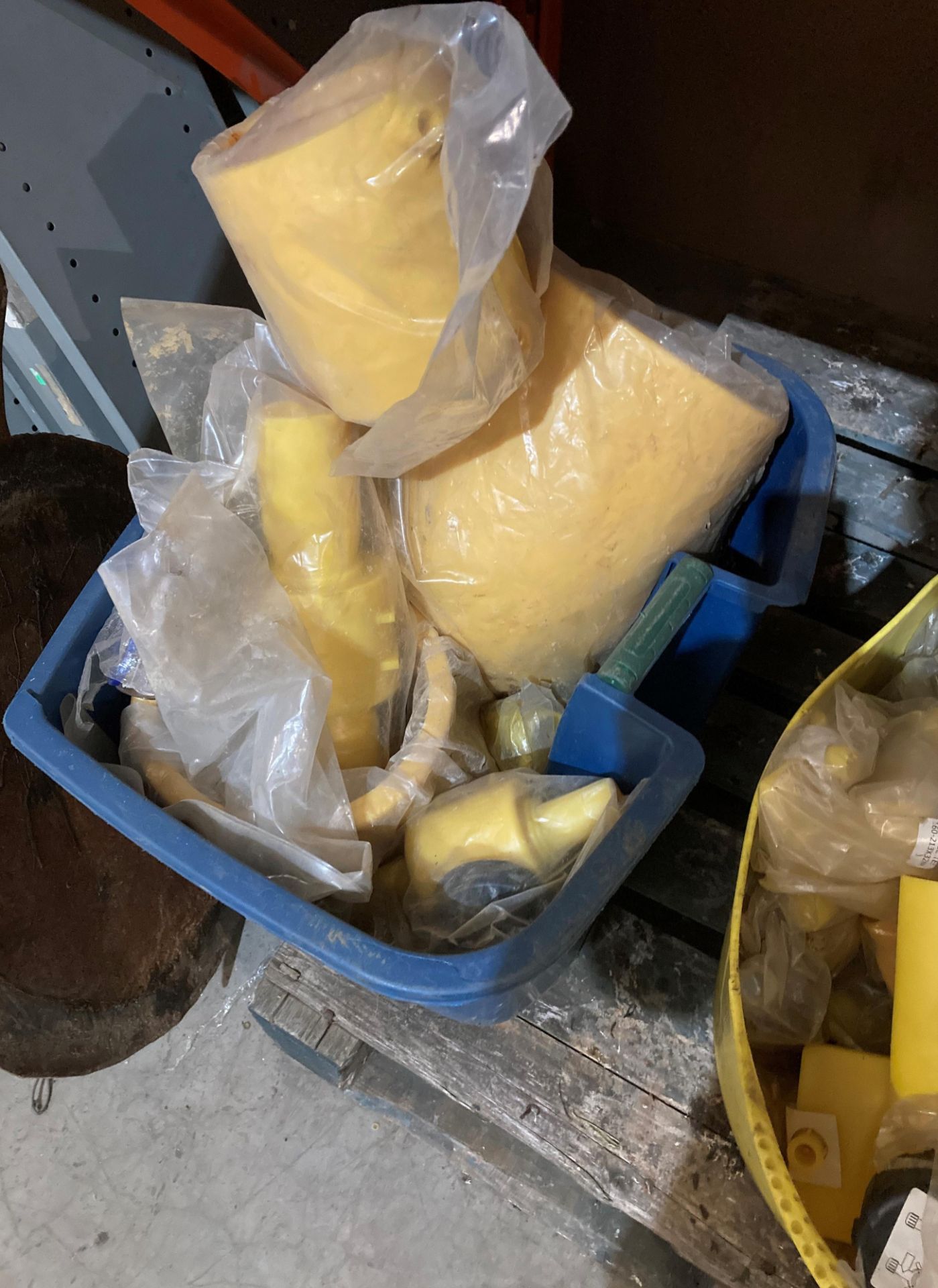 Contents to under-shelf area - yellow plastic pipe fittings, tape measure, - Image 2 of 4