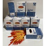 25 boxes of 50 red ballpoint pens fine tip not retractable