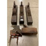 Pemuva plough plane, 3 x large wooden box planes,