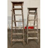 2 x Wooden step-ladders including a 5-rung and 6-rung (saleroom location: MA3)
