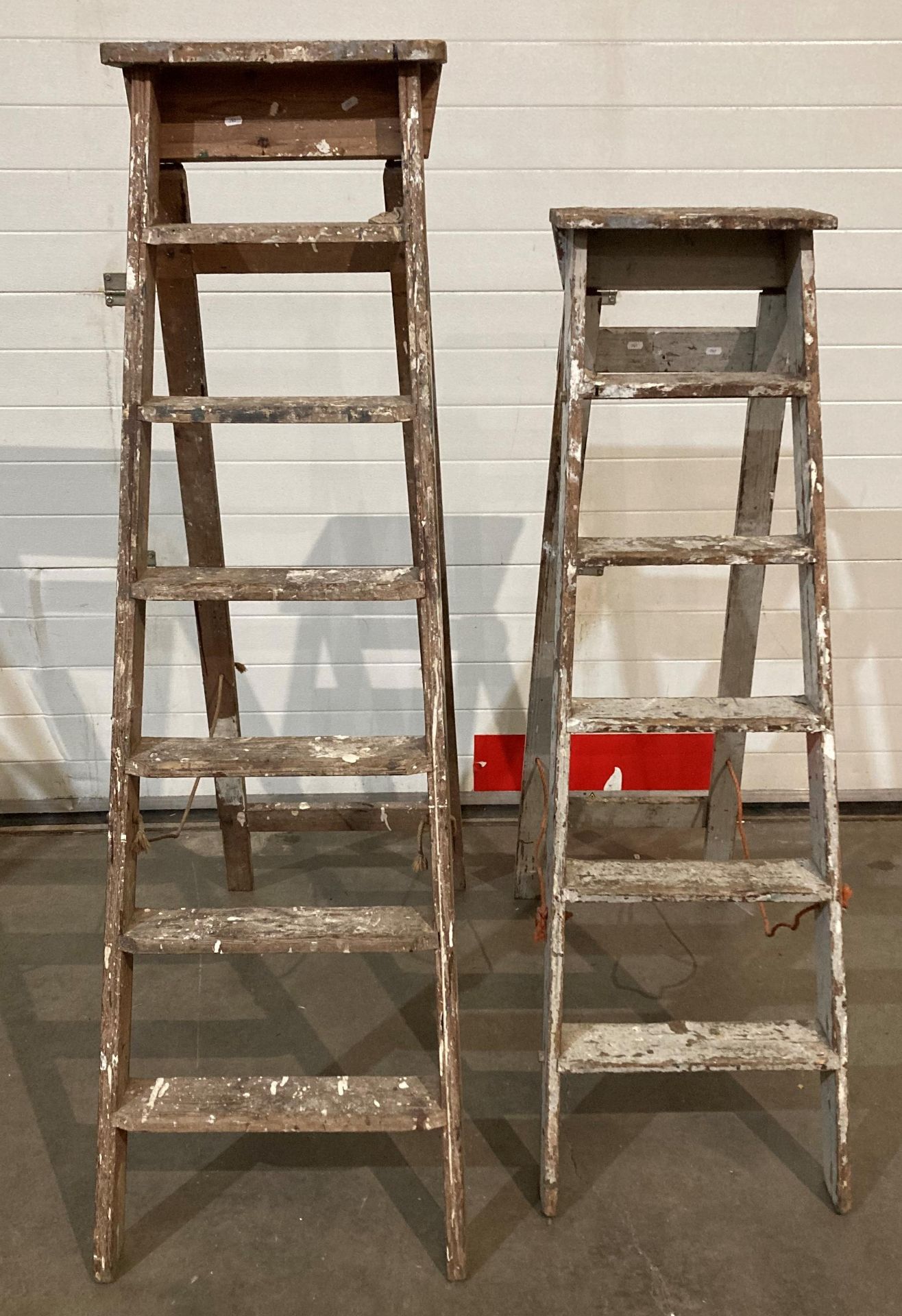 2 x Wooden step-ladders including a 5-rung and 6-rung (saleroom location: MA3)