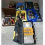 Contents to 8 x boxes and tool box - assorted hand tools, G-clamps, lump hammers, sockets, screws,