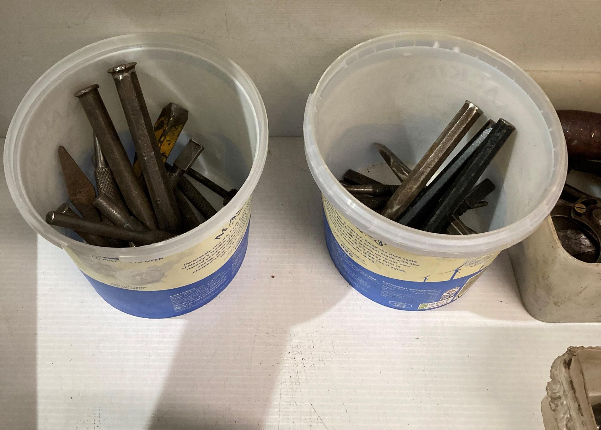 An Archimedes screw push drill with drill bits, 4 x tubs of assorted tap pins, - Image 2 of 3