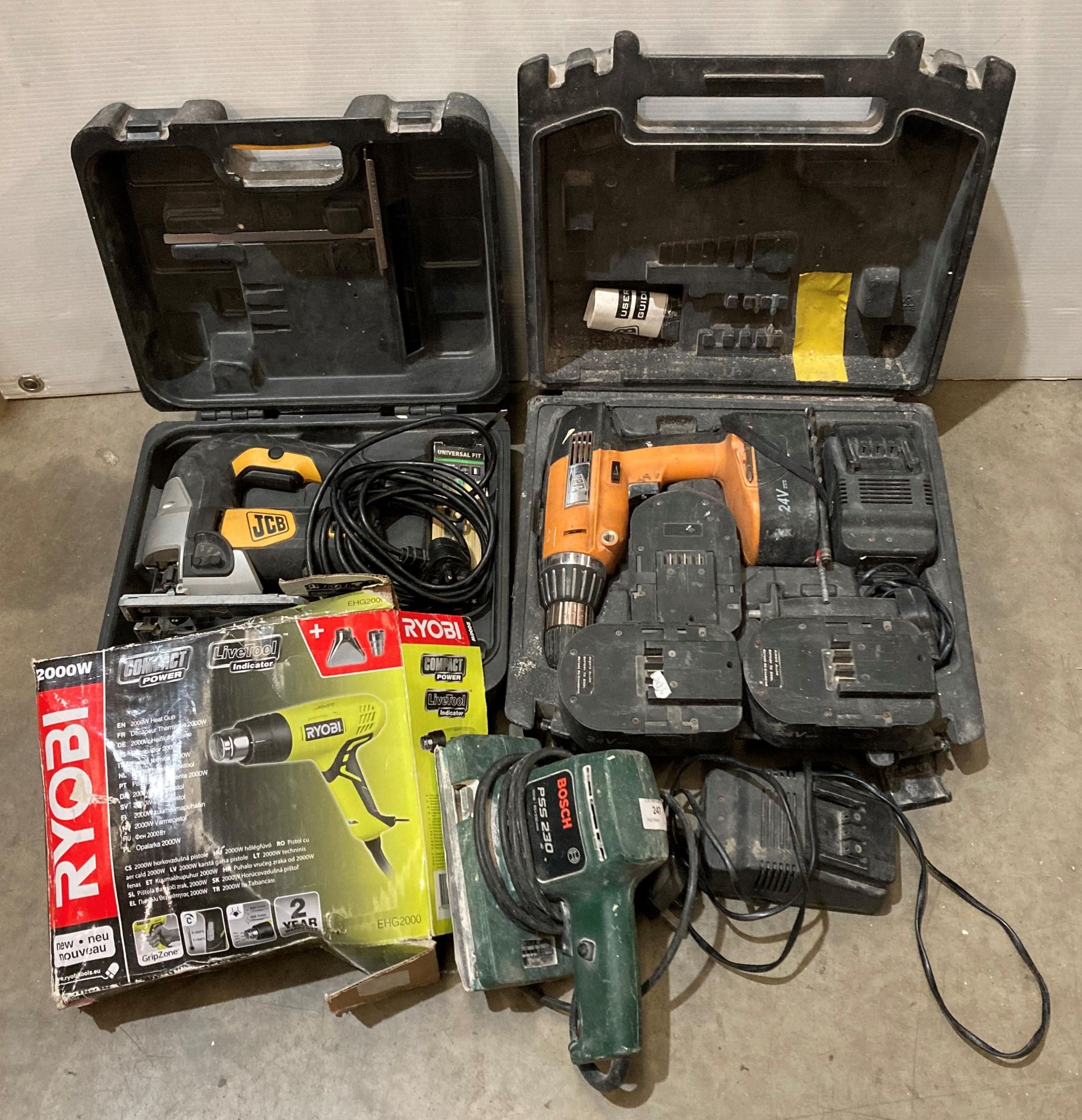 A JBC 24v cordless drill in case complete with 2 x batteries and charger (and spare charger and