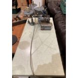 Singer 460K75 overlock sewing machine on table, electric foot operated - no test,