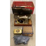 Pfaff 30 electric sewing machine in carry case and a box of assorted sewing accessories - no test,