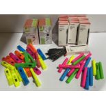 42 assorted colour highlighters, 8 boxes of 10 black whiteboard markers,