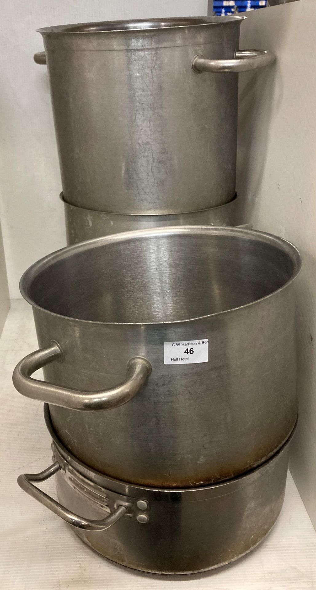 4 x heavy-duty stainless steel stock pans,