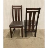 12 x Dark wood 4-rail dining chairs with brown rexine seats (saleroom location: QD04)