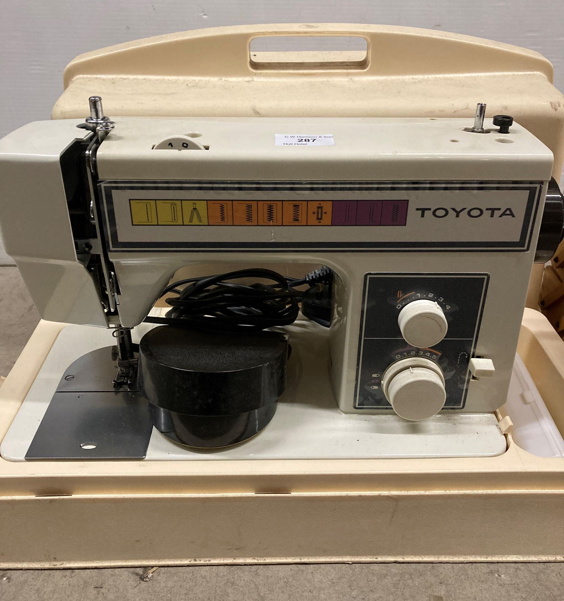 Toyota electric foot-operated sewing machine in carrying case - model: 222 - and a wooden - Image 2 of 3