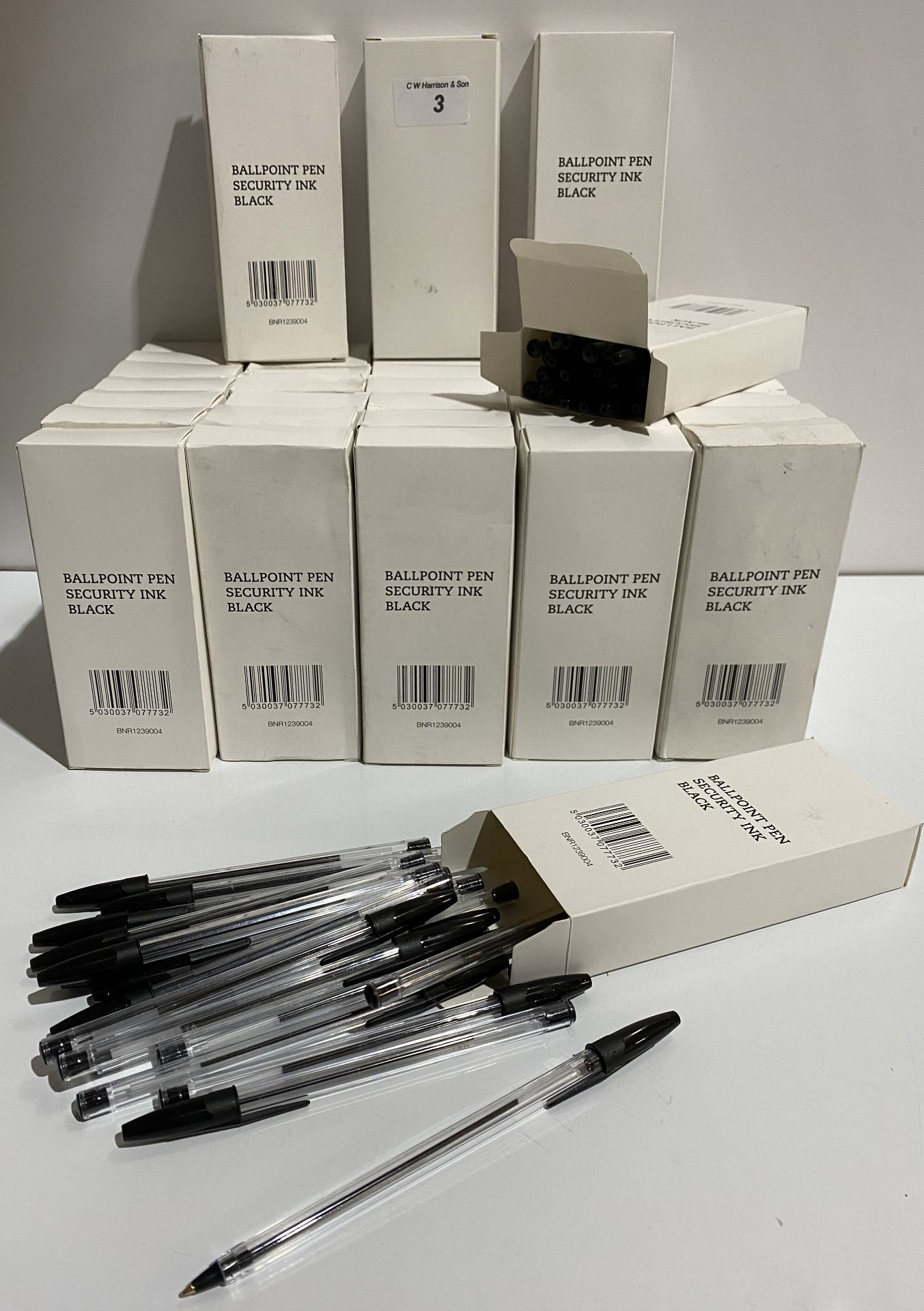 40 boxes of 20 black ballpoint pens security ink nor retractable