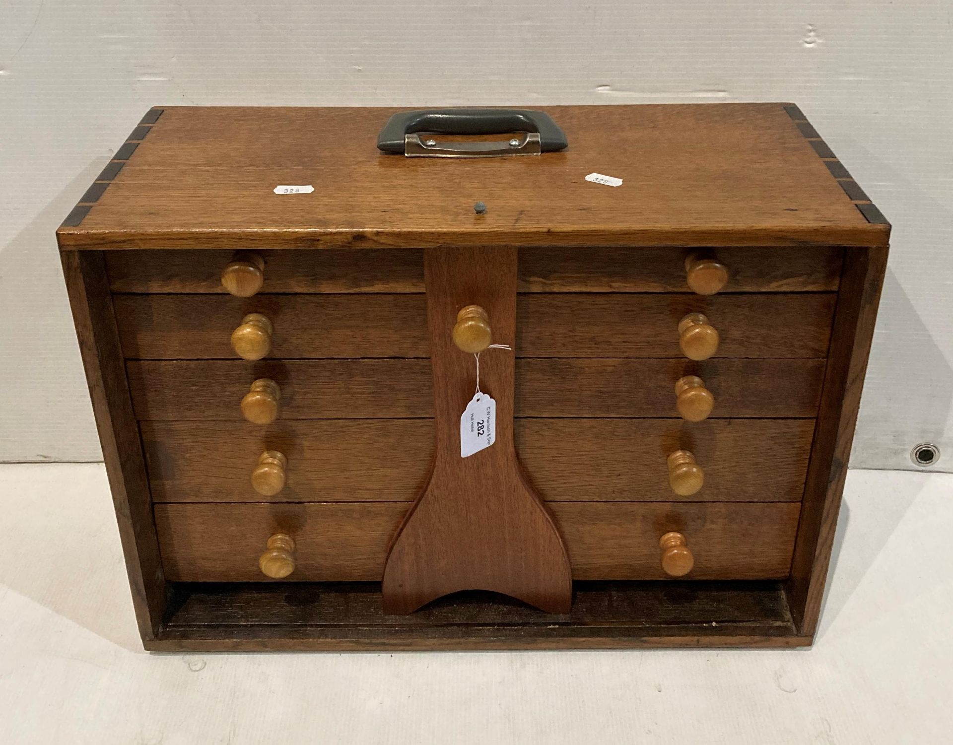 An oak 5 drawer engineers' cabinet - missing front panel (saleroom location: S3 ENT) - Image 2 of 2