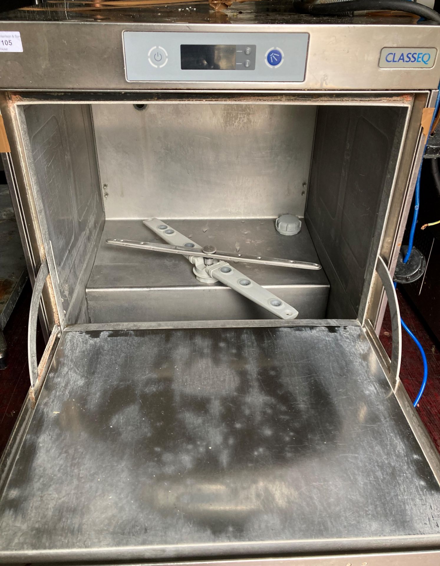 Classeq stainless steel drop-front electric glass washer and 4 x trays, - Image 2 of 2