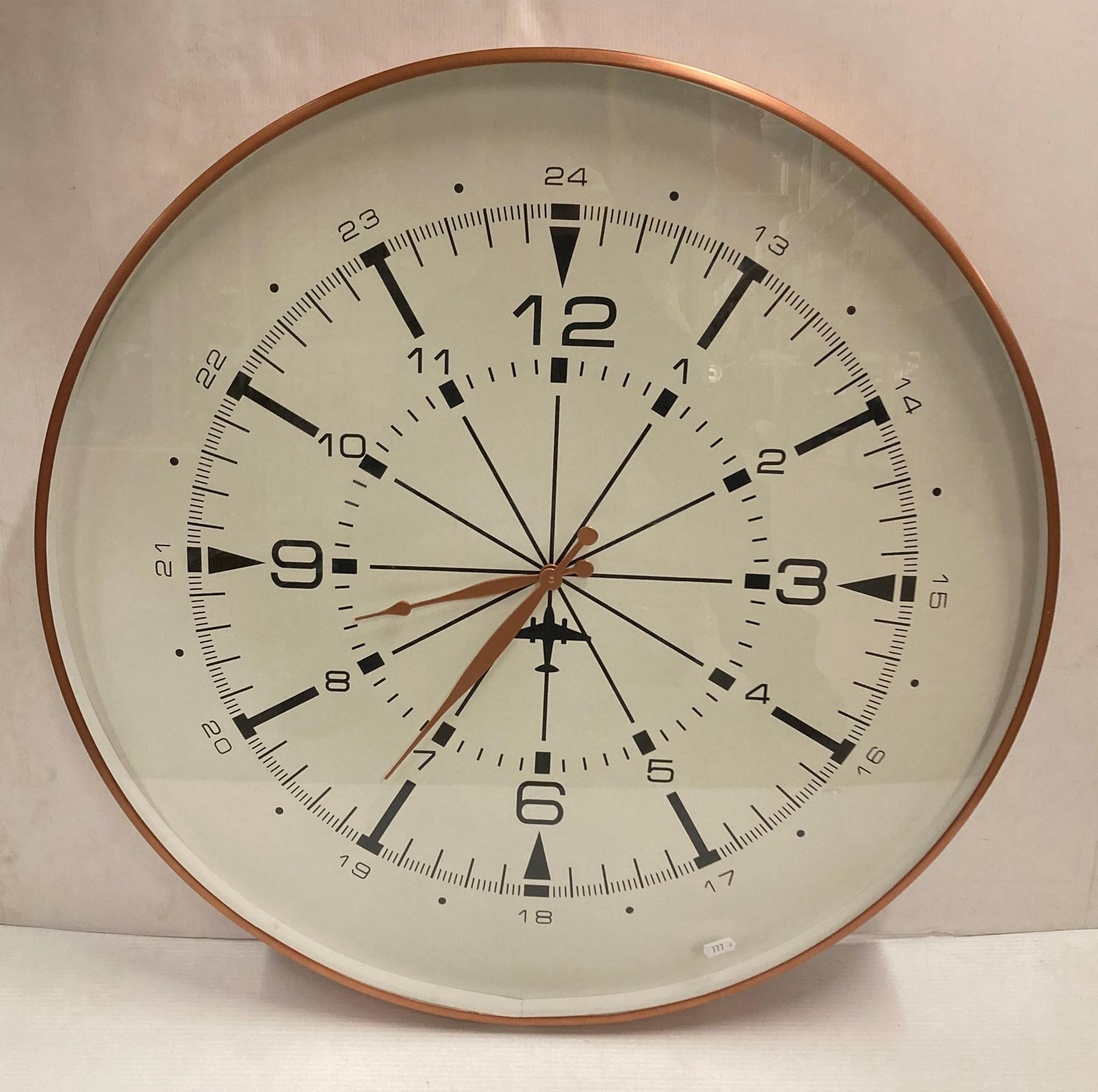 Large Libra aeroplane style circular battery wall clock,