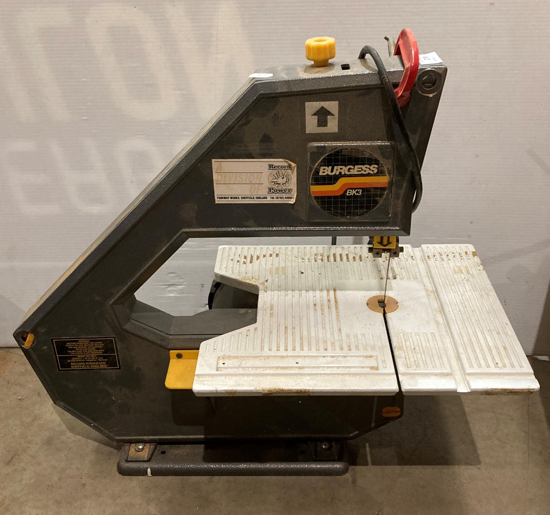 Burgess BK3 table-top band saw (240v - failed earth test) (saleroom location: MA3)