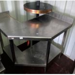 L-shaped stainless steel 2-shelf corner unit,