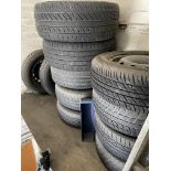 Contents to top rack - twelve assorted part used tyres including 195/45 R16, 195/65 R15,