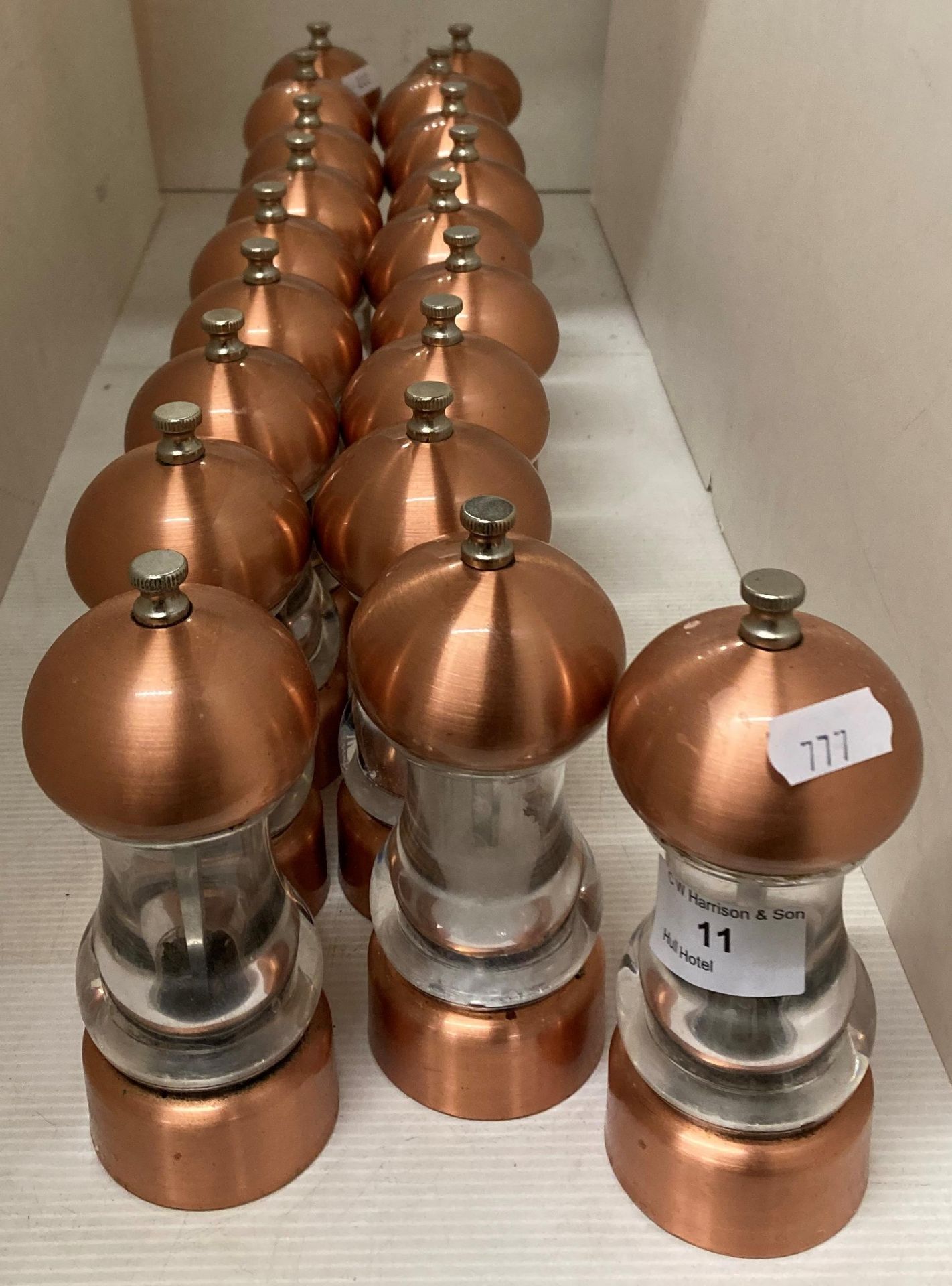 19 x bronze effect grinder salt and pepper pots (saleroom location: P02)