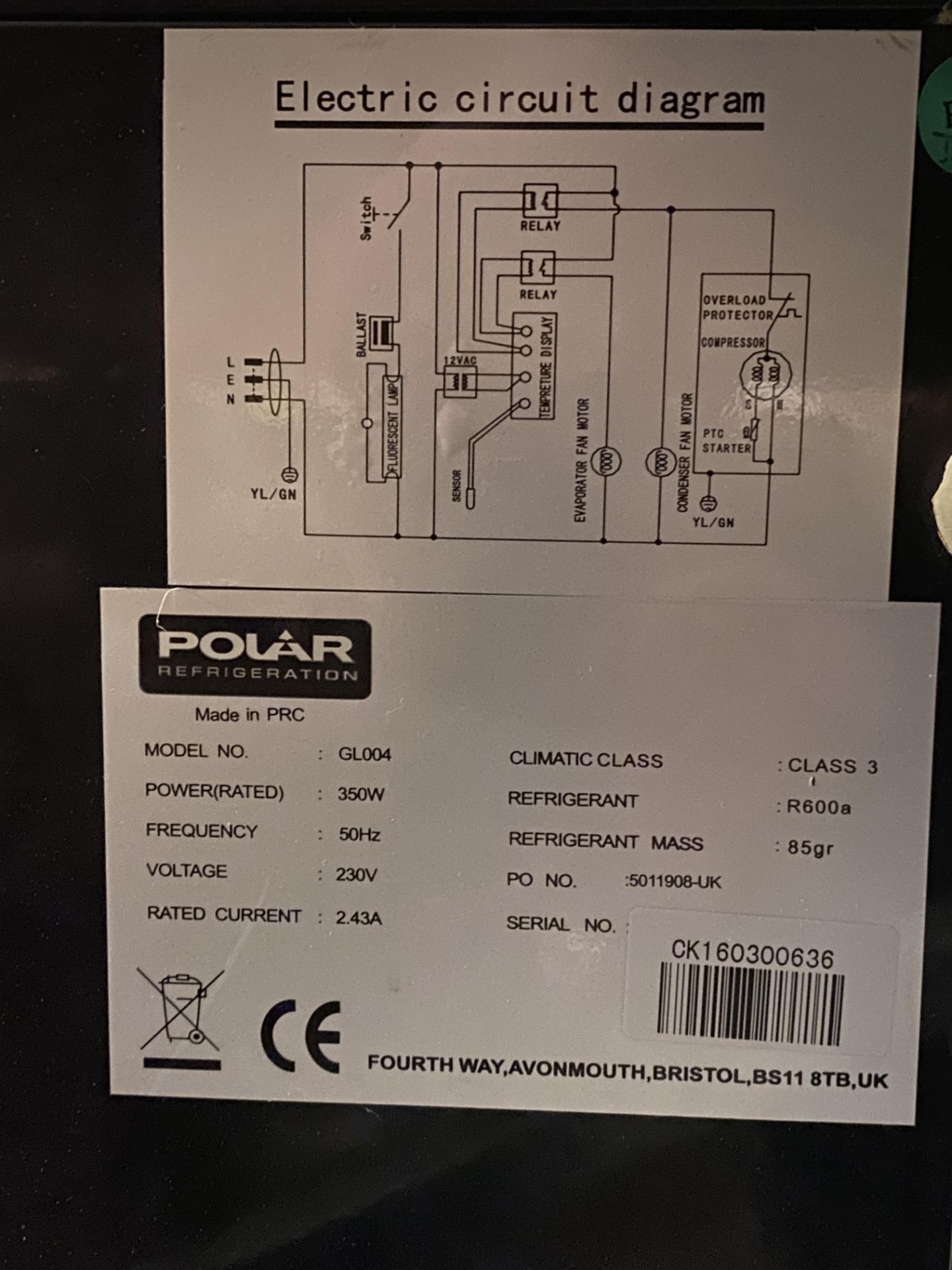 Polar G-Series model: GL004 3-door pull-open glass-fronted under-counter bottle fridge (black), - Image 4 of 5