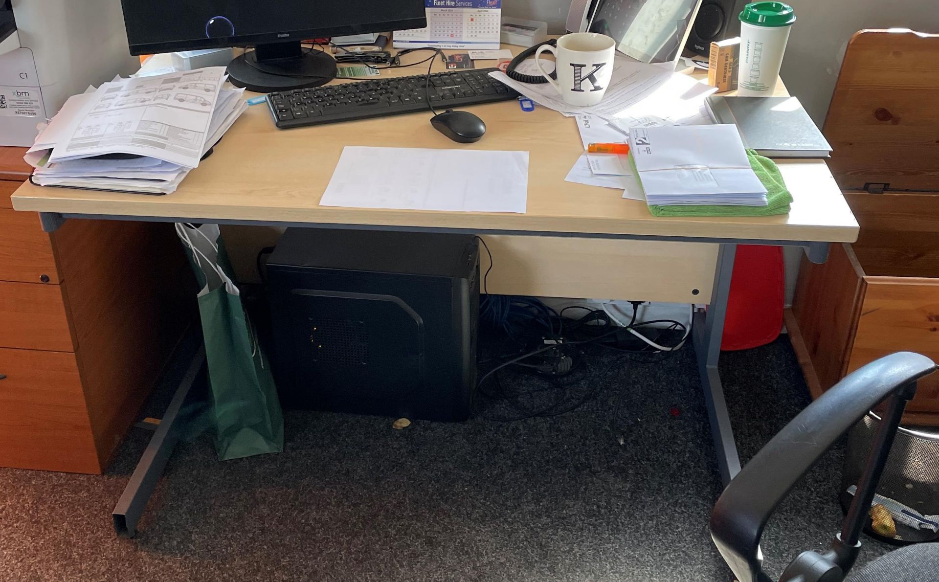 Two assorted office desks, two assorted office chairs, - Image 2 of 4