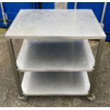 2-tier mobile stainless steel preparation table with under-tray,