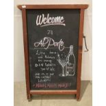 Double sided restaurant 'Welcome' metal black board,