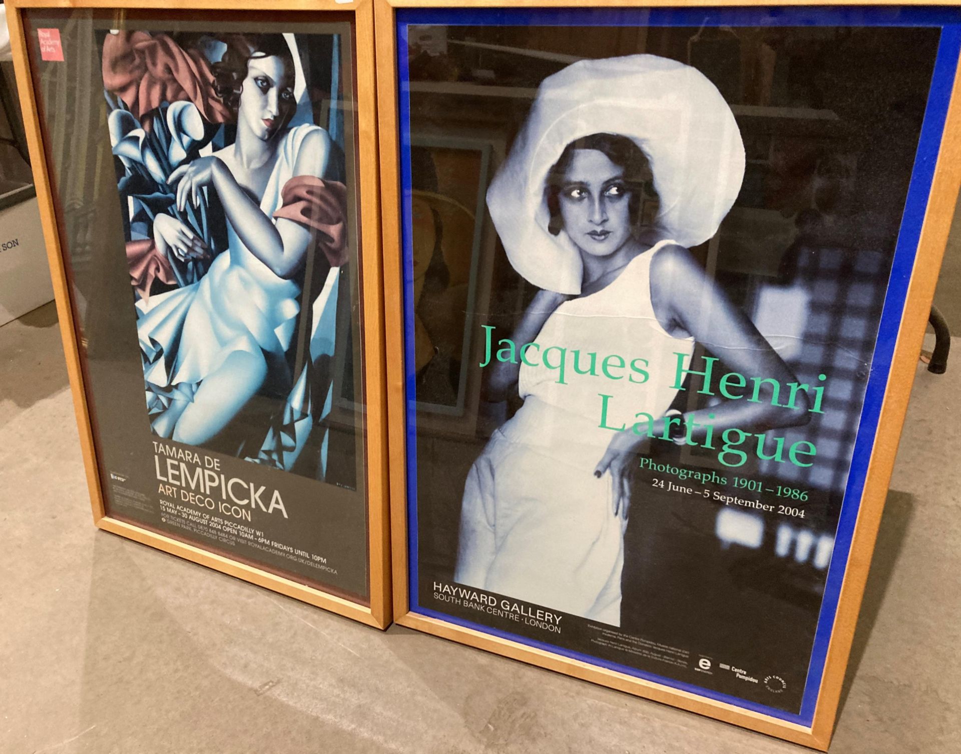 Two framed gallery poster prints - Royal Academy of Arts 'Tamara de Lempicka - Art Deco Icon'