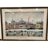 † L S Lowry (1887-1976) framed print 'Industrial Scene' 40cm x 60cm (Saleroom location: S3 gallery)