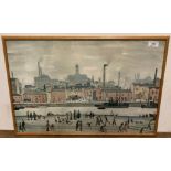 † L S Lowry (1887-1976) framed print 'Northern River Scene' 40cm x 60cm (Saleroom location: