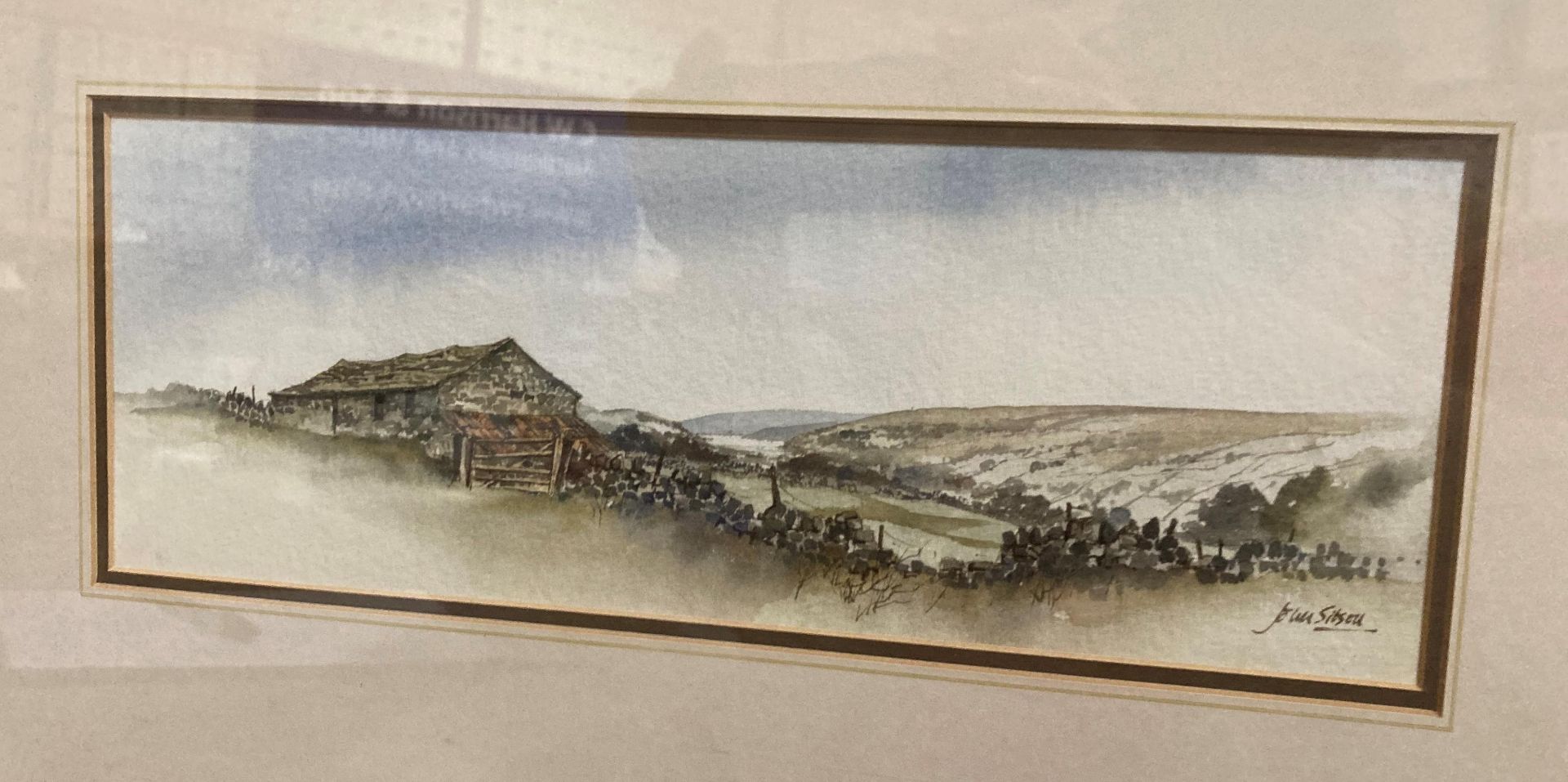 † John Sibson small framed watercolour 'Dales Barn' 14cm x 32cm signed to bottom right and John - Image 4 of 5