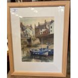 † David Martin, 'Staithes', framed watercolour on board, signed lower left, 39cm x 48cm,