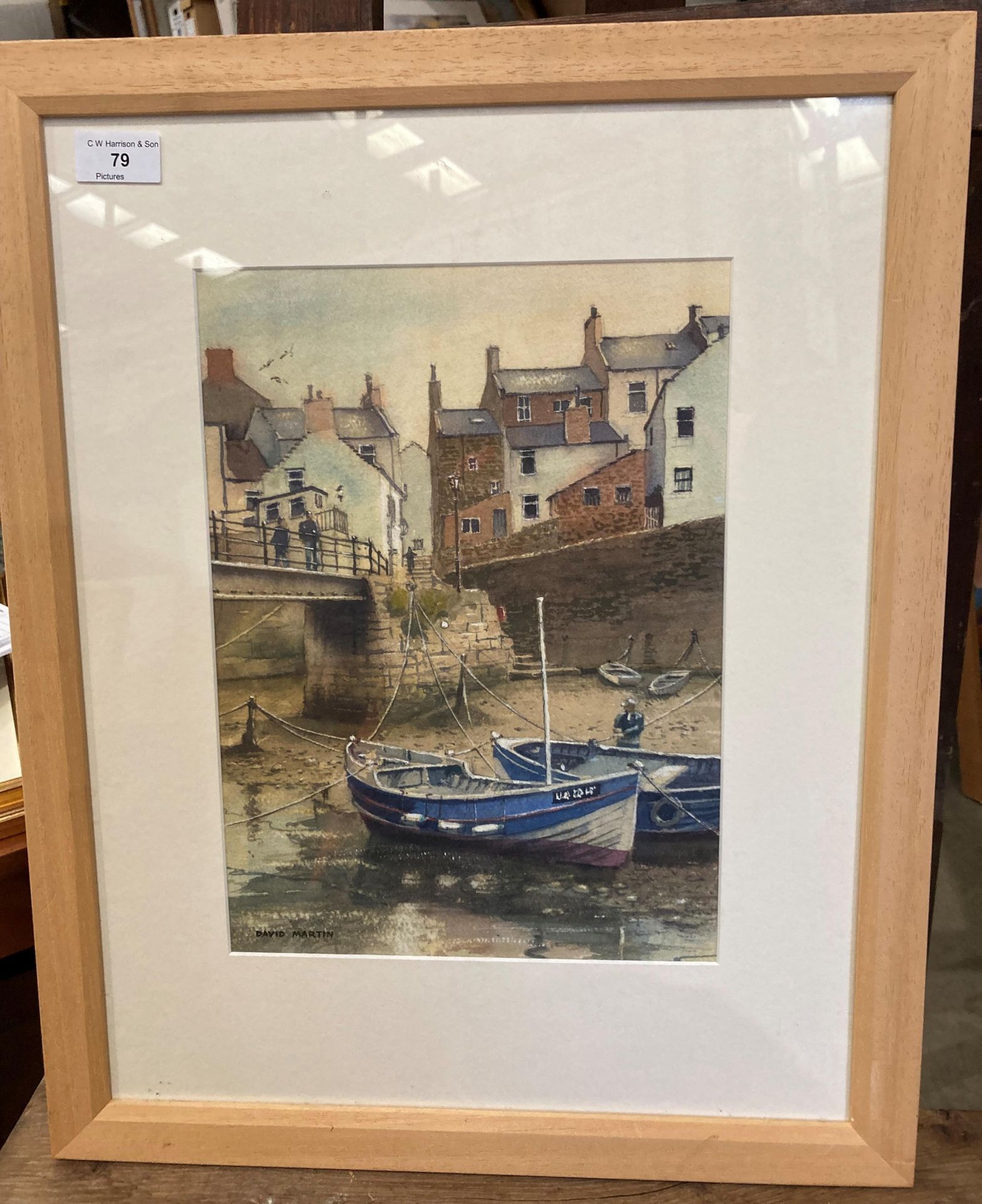 † David Martin, 'Staithes', framed watercolour on board, signed lower left, 39cm x 48cm,