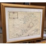A Tovey & N Ginver framed reproduction map 'Islands of Scilly' 37cm x 53cm (Saleroom location: S2