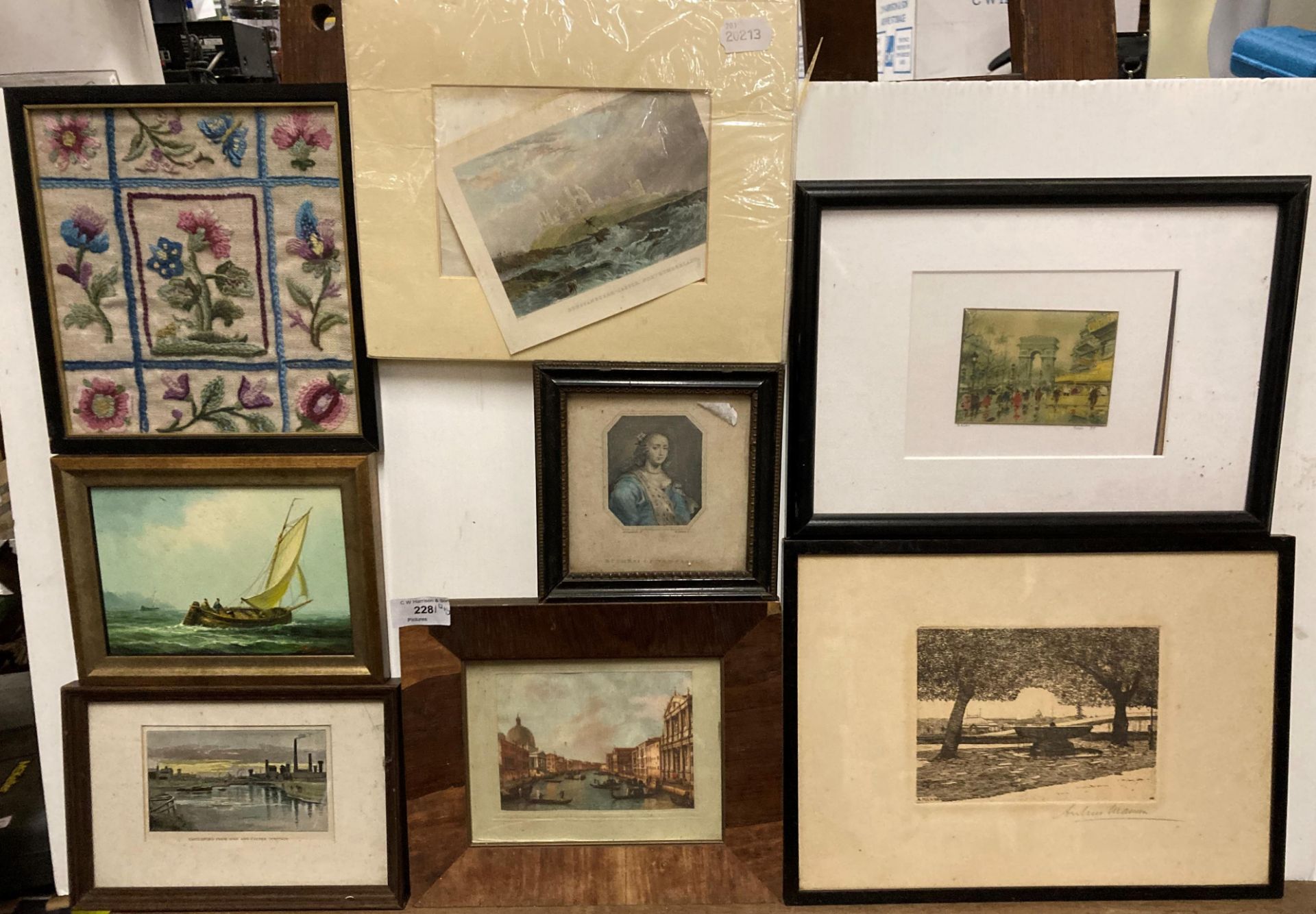 Contents to plastic crate - assorted framed small pictures, - Image 2 of 4