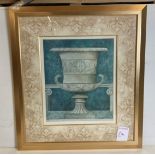 Large framed print of classical urn 'Urna Ornamentale' in gilt wood surround,