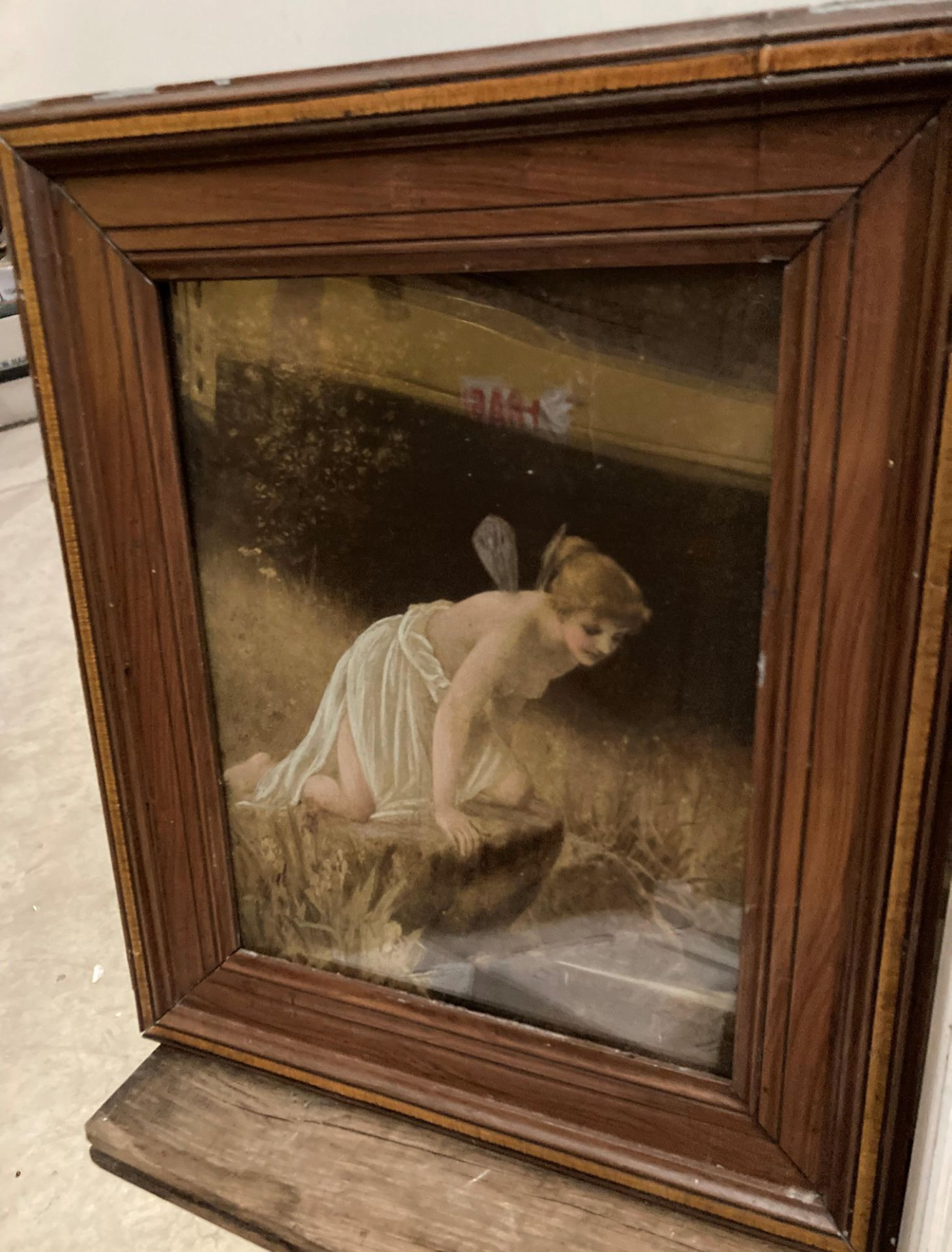 A framed print of a nude lady holding a child 18cm x 27cm and a small framed print of a fairy (2) - Image 3 of 3